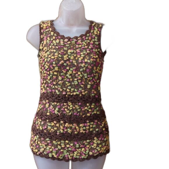 Marilena Chicago Vibrant Crochet Tank Top Medium Y2K Vintage Romania - Picture 1 of 12